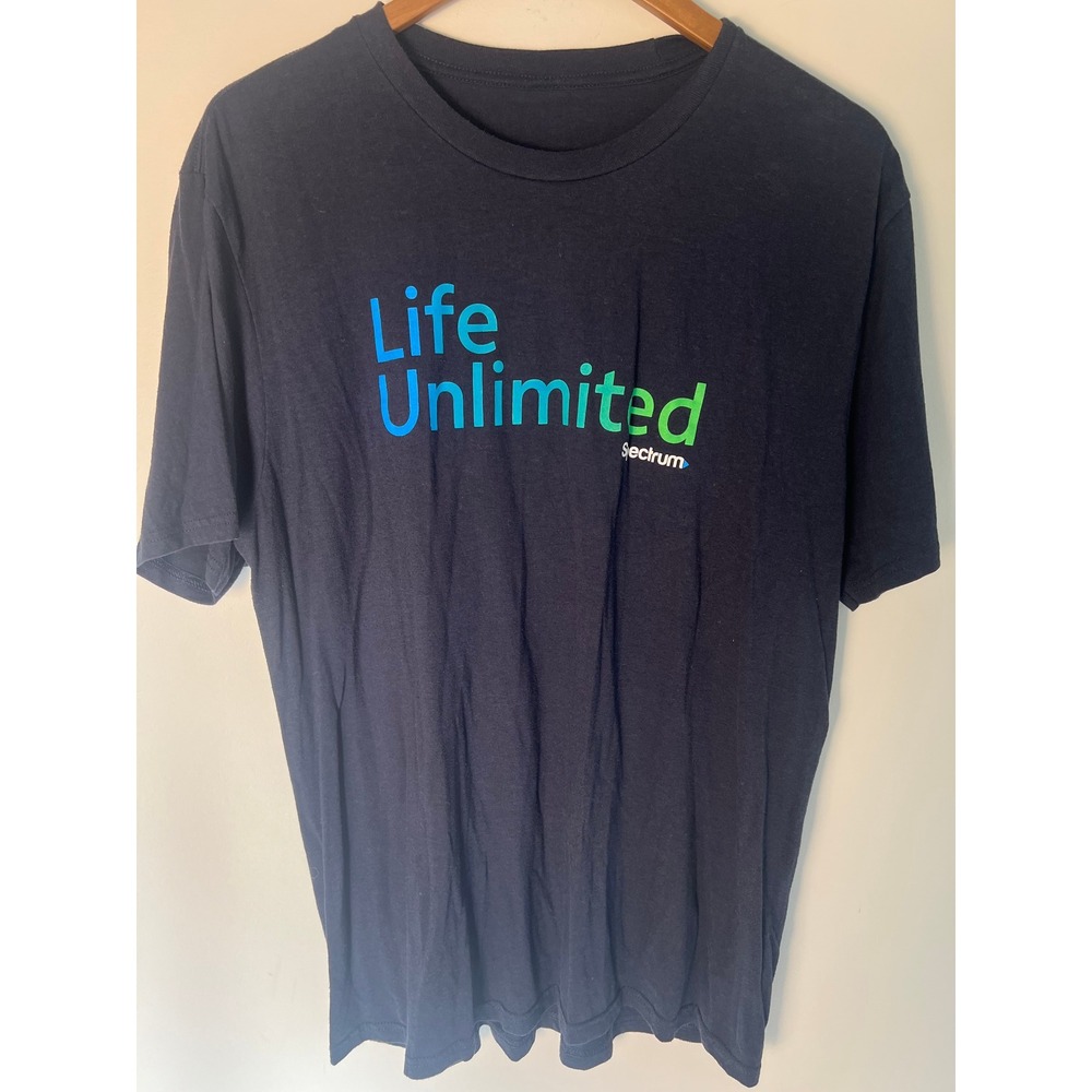 Spectrum Graphic T-Shirt Mens LG Navy Blue Life Unlimited Short Sleeve Employee